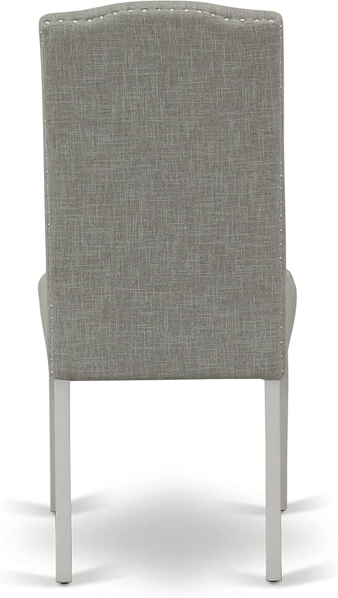 East West Furniture X097EN206-7 7 Piece Dining Room Table Set Consist of a Rectangle Kitchen Table with X-Legs and 6 Dark Shitake Linen Fabric Parson Dining Chairs, 40x72 Inch, Multi-Color