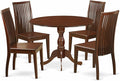 East West Furniture DMIP5-MAH-W 5 Piece Dining Table Set for 4 Includes a Round Kitchen Table with Dropleaf and 4 Kitchen Dining Chairs, 42x42 Inch, Mahogany