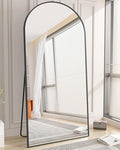 Koonmi 35"x78" Arched Full Length Mirror, Black Large Floor Mirror with Aluminum Alloy Frame Standing Hanging or Leaning Wall-Mounted Mirror for Living Room and Bedroom
