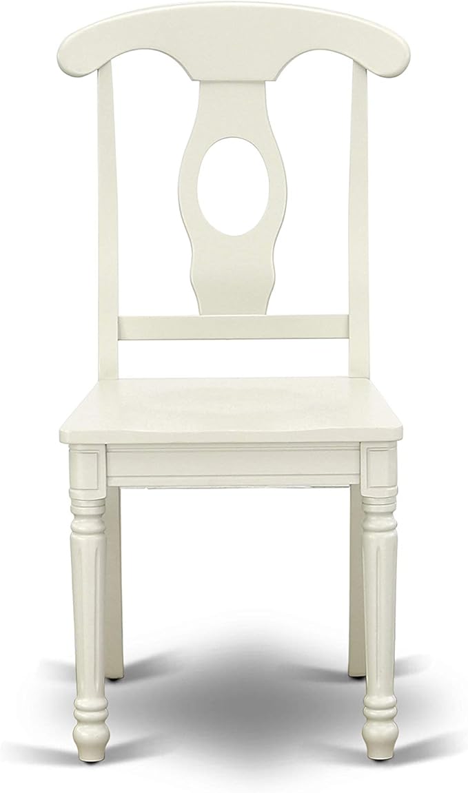 East West Furniture VAKE7-LWH-W 7 Piece Dining Set Consist of an Oval Dining Table with Butterfly Leaf and 6 Kitchen Chairs, 40x76 Inch, Linen White