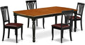 East West Furniture DOAV5-BCH-LC 5 Piece Modern Dining Table Set Includes a Rectangle Wooden Table with Butterfly Leaf and 4 Faux Leather Upholstered Chairs, 42x78 Inch, Black & Cherry
