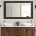 YOSHOOT Hand-Made Wooden Spliced Wall Mirror for Bathroom, Rustic Farmhouse Vanity Mirror, Décor Wall Art, Solid Wood Frame, Vertical or Horizontal Hanging, 72" x 36", Black