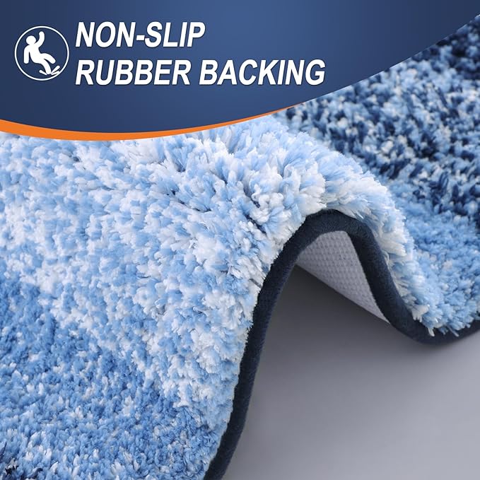 OLANLY Bathroom Runner Rugs 47x24, Extra Soft Absorbent Microfiber Bath Rugs, Rubber Backing, Quick Dry, Machine Washable Bath Mats for Bathroom Floor, Tub and Shower, Home Decor Accessories, Navy