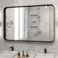 Bathroom Mirror 24x36 inch, Black Gorgeous Deep Frame Wall Mirror, Modern Round Corner Bathroom Vanity Mirror for Bedroom, Living Room, Hanging or Leaning Horizontal or Vertical, Black