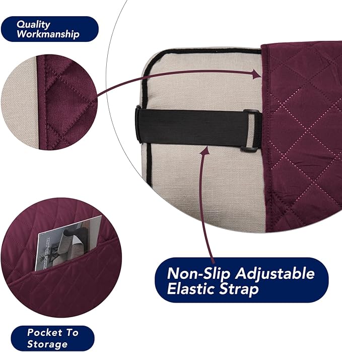 PureFit Reversible Sofa Cover Water Resistant Chair Couch Cover, Machine Washable Furniture Cover with Non-Slip Foam and Adjustable Strap for Dogs, Pets (Chair, Wine/Beige)