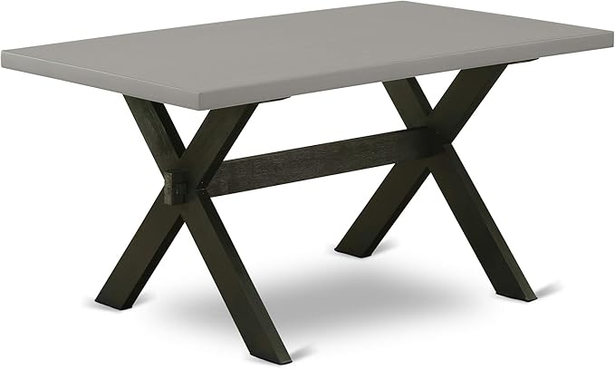 East West Furniture X697EL635-7 7 Piece Dining Room Furniture Set Consist of a Rectangle Dining Table with X-Legs and 6 Doeskin Linen Fabric Upholstered Chairs, 40x72 Inch, Multi-Color