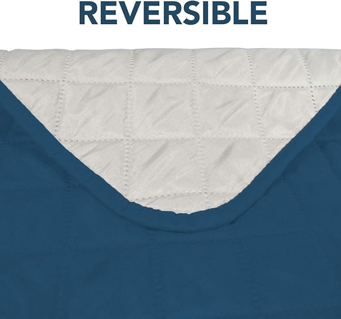PureFit Reversible Sofa Cover Water Resistant Recliner Couch Cover, Machine Washable Furniture Cover with Adjustable Strap for Dogs, Pets (Recliner, Peacock Blue/Ivory)