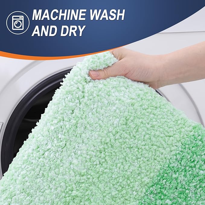 OLANLY Bathroom Runner Rugs 44x24, Extra Soft Absorbent Microfiber Bath Rugs, Rubber Backing, Quick Dry, Machine Washable Bath Mats for Bathroom Floor, Tub and Shower, Home Decor Accessories, Green