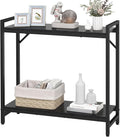 Narrow Console Table, 2 Tier Small Entryway Table, Sofa Table with 2 Support Bar, Industrial Couch Table, Thin Side Table, Display Table for Living Room, Hallway, Bedroom, Foyer, Black
