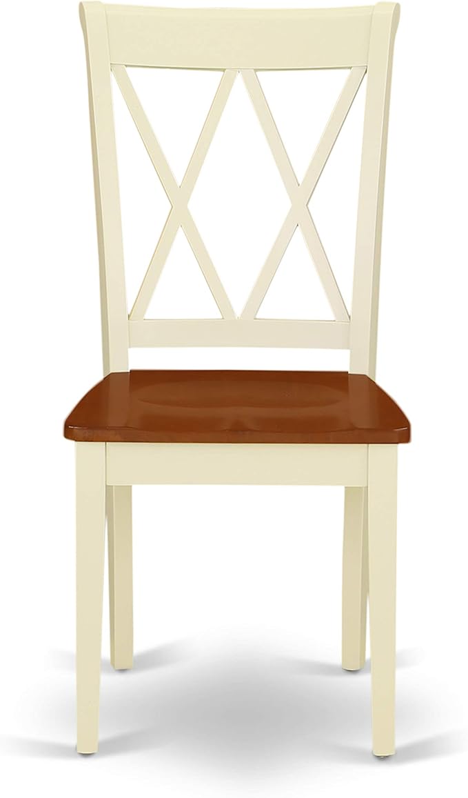 East West Furniture DOCL7-BMK-W 7 Piece Dining Room Furniture Set Consist of a Rectangle Wooden Table with Butterfly Leaf and 6 Kitchen Dining Chairs, 42x78 Inch, Buttermilk & Cherry