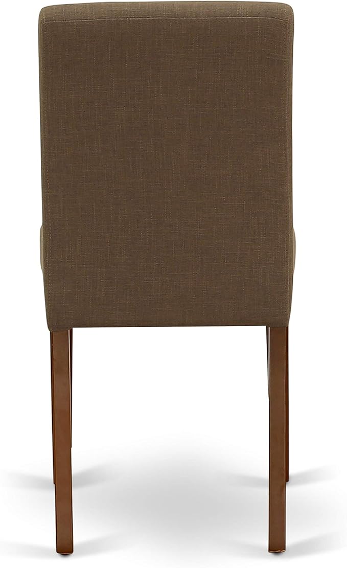 East West Furniture DUAB5-MAH-18 5 Piece Dining Set Includes a Rectangle Dining Room Table and 4 Coffee Linen Fabric Upholstered Chairs, 36x60 Inch, Mahogany
