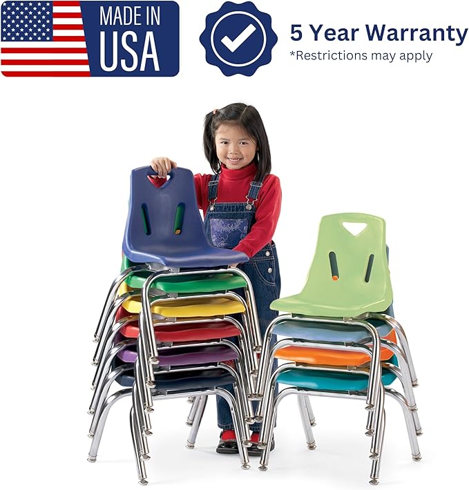 Berries Jonti-Craft 8146JC6005 Stacking Chairs with Chrome-Plated Legs, 16" Height, Teal, Pack of 6