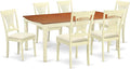 East West Furniture DOPL7-WHI-C 7 Piece Dining Room Table Set Consist of a Rectangle Kitchen Table with Butterfly Leaf and 6 Linen Fabric Upholstered Chairs, 42x78 Inch, Buttermilk & Cherry