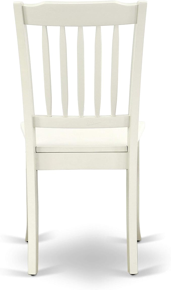 East West Furniture AMDA3-LWH-W 3 Piece Dinette Set for Small Spaces Contains a Round Kitchen Table with Pedestal and 2 Dining Chairs, 36x36 Inch, Linen White