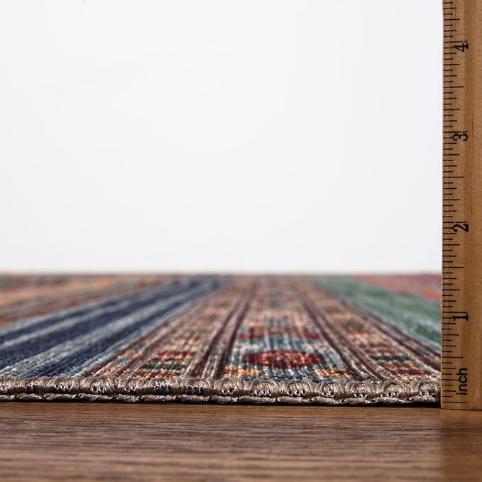 Keen Home Design 2x12 Rug - Machine Washable Runner Rug with Non-Slip Backing, Ideal for Hallway, Entryway, Kitchen, Laundry Room - Vintage, Easy Clean, Durable, Low Pile - (2'6" x 12')