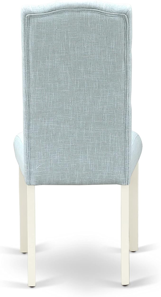 East West Furniture X027CE215-7 7 Piece Dining Room Table Set Consist of a Rectangle Kitchen Table with X-Legs and 6 Baby Blue Linen Fabric Parson Dining Chairs, 40x72 Inch, Multi-Color