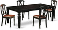 East West Furniture LGKE5-BLK-LC 5 Piece Dining Set Includes a Rectangle Dining Table with Butterfly Leaf and 4 Faux Leather Kitchen Room Chairs, 42x84 Inch, Black