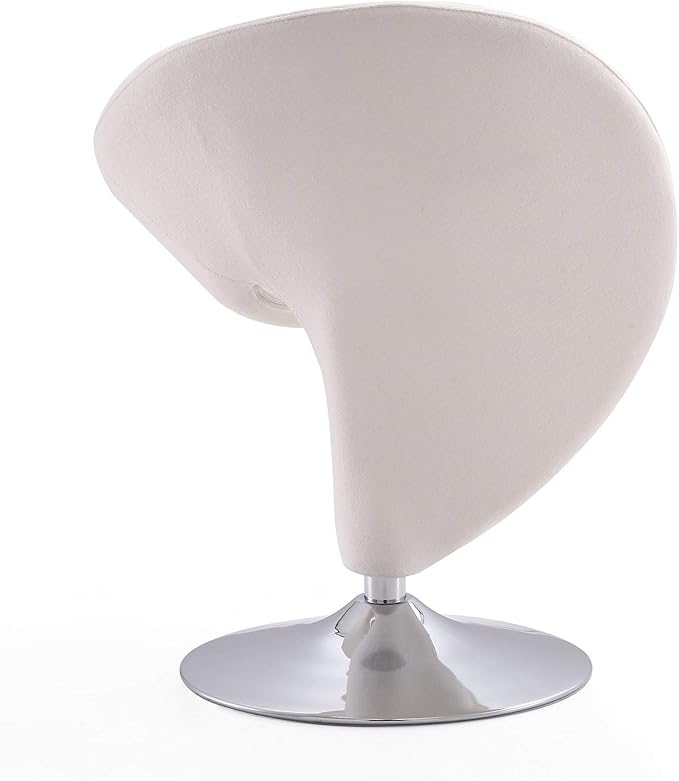 Manhattan Comfort Curl Swivel Accent Chair Set of 2 with 360° Turn, Fully Assembled, Upholstered in Wool Blend, Modern Ergonomic Design with Polished Chrome Base, Living Room & Office, Set of 1, Cream