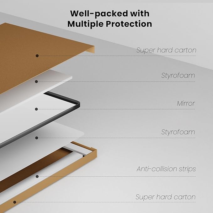Black Bathroom Mirror 38X38 Inch, Black Metal Framed Mirror for Wall, Rounded Rectangle Matte Bathroom Vanity Mirror with Tempered Glass, Anti-Rust, Horizontal/Vertical