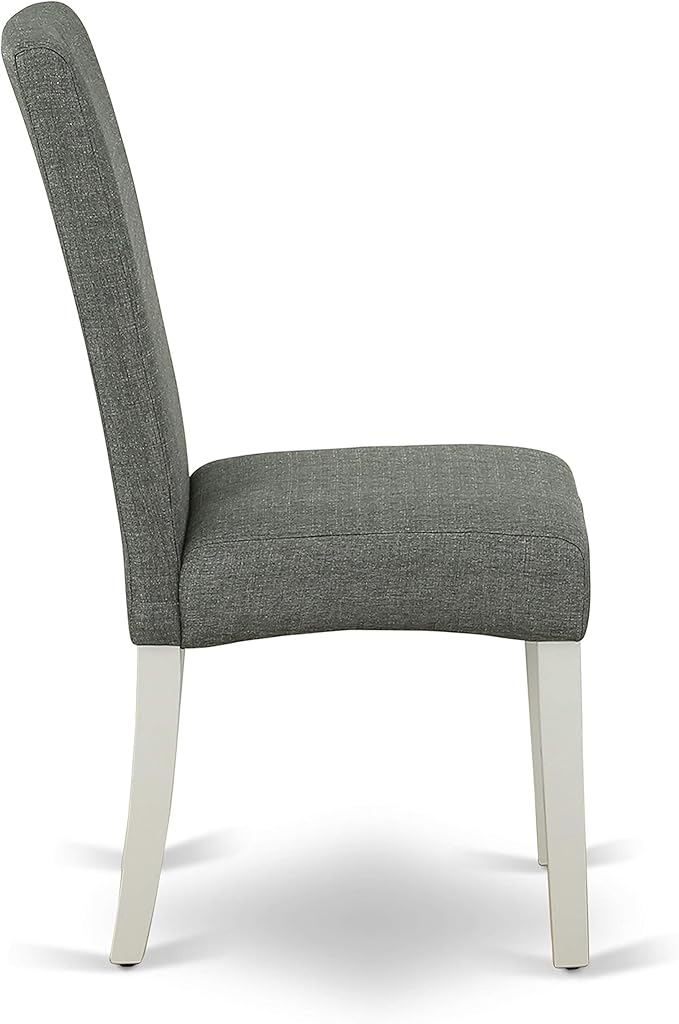 East West Furniture LGDR7-LWH-07 7 Piece Modern Dining Table Set Consist of a Rectangle Wooden Table with Butterfly Leaf and 6 Gray Linen Fabric Parson Dining Chairs, 42x84 Inch, Linen White