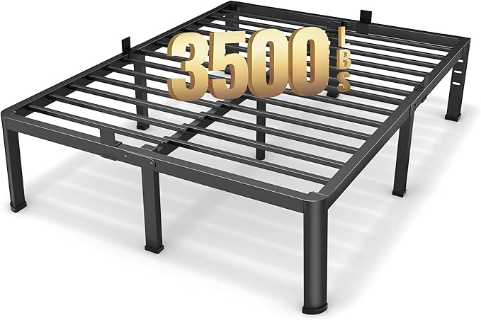 18 Inch California King Size Metal Platform Bed Frame with Round Corners, Storage Space Under High Bed Frame-Heavy Duty Steel Slats Support, Noise Free - Easy Assembly - No Box Spring Needed