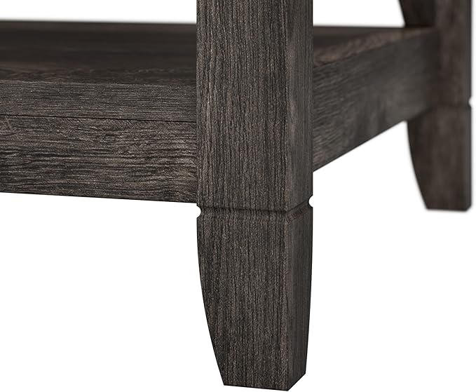 Bush Furniture Key West Small End Table with Storage | Modern Farmhouse Accent Shelf for Living Room in Dark Gray Hickory