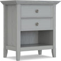 SIMPLIHOME Amherst SOLID WOOD 24 Inch Wide Traditional Bedside Nightstand Table in Fog Grey, For the Living Room and Bedroom