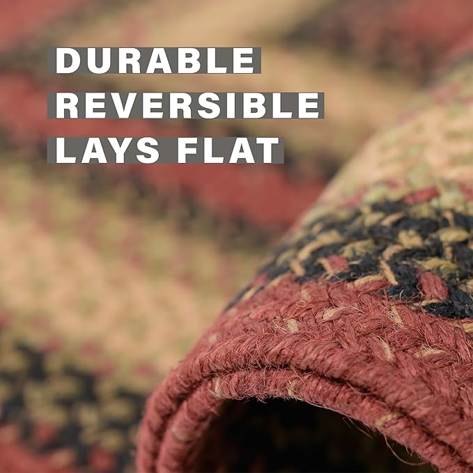 Highland Multi Color Jute Braided Rugs, 20x30 Rectangle - Warm Country and Cabin Decor, Perfect for Laundry Rooms, Bathrooms and Entryways - Durable and Easy to Clean