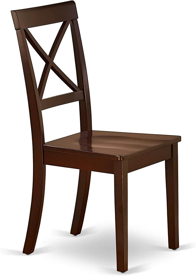 East West Furniture DLBO5-MAH-W 5 Piece Dining Room Table Set Includes a Round Dining Table with Dropleaf and 4 Wood Seat Chairs, 42x42 Inch, Mahogany