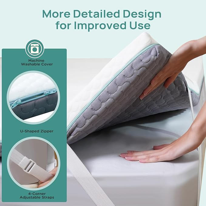 3 Inch Firm Mattress Topper Full Size, Memory Foam Bed Topper with Soft & Firm Options for Back Pain Relief, Mattress Topper with 2-Sided Cover, Ergonomic 5-Zone Design, CertiPUR Certified