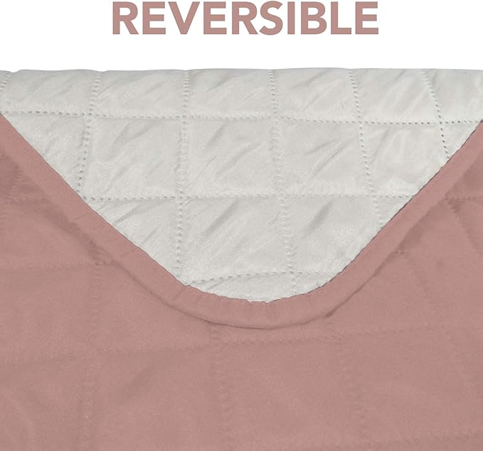 PureFit Reversible Sofa Couch Cover Water Resistant Couch Covers for 3 Cushion, Washable Furniture Cover with Non-Slip Foam and Adjustable Strap for Dogs, Pets (Oversized Sofa, Pink/Ivory)