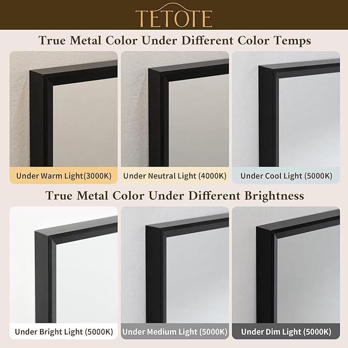 TETOTE Black Bathroom Vanity Mirror Beveled Frame 42" x 36" Black Rectangle Metal Framed Bathroom Wall Mirror for Over Sink, Tempered Glass, Modern Farmhouse Bedroom, Entryway, Living Room