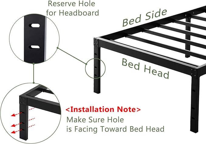 45MinST 18 Inch Platform Bed Frame/Easy Assembly Mattress Foundation / 3000lbs Heavy Duty Steel Slat/Noise Free/No Box Spring Needed,Twin XL