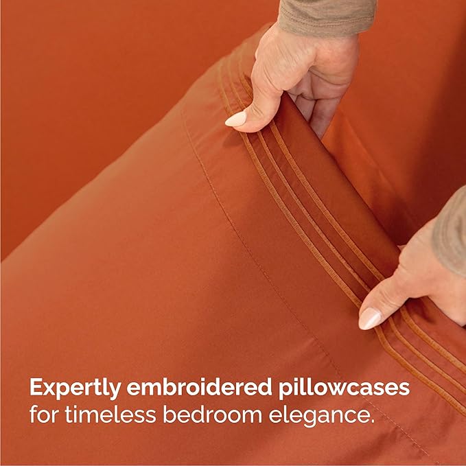 Cal King Size 4 Piece Sheet Set - Comfy Breathable & Cooling Bed Sheets Set - Hotel Luxury Bedding for Women, Men, Kids, Teens, Boys & Girls - Deep Pockets, Soft, Wrinkle Free - Oeko-Tex - Terracotta