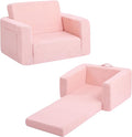 Tiita Kids Chair Couch, Folding Toddler Comfy Sofa Chairs, 2-in-1 Kids Plush Sofas Fold Out, Baby Armrest Chair Sofa to Lounger, Convertible Play Sofas to Bed for Girl or Boy, Pink