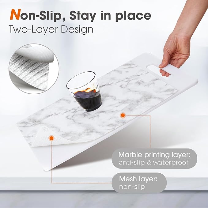 Beautysaid Shelf and Drawer Liner for Kitchen Cabinet, Non Adhesive Non Slip Shelf Paper Waterproof Washable Thickened for Dresser Pantry Shelve Bathroom Protector Liner(Marble,12 in x 20 FT)