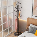 Black Coat Rack Freestanding, Metal Coat Hanger Stand, High-grade Entryway Hat Tree Coat Rack Stand with 12 Hooks & Natural Marble Base