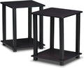 Furinno Simplistic Set of 2 End Table, Dark Walnut