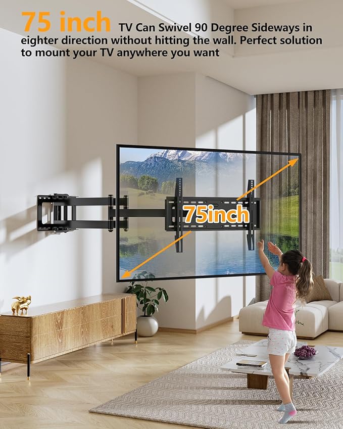 FORGING MOUNT Heavy Duty TV Wall Mount, Dual Articulating Arm Full Motion TV Wall Mount Bracket with 43 inch Long Arm,Fits 50 to 100 Inch TVs, Holds up to 198 lbs,Max VESA 800x600mm