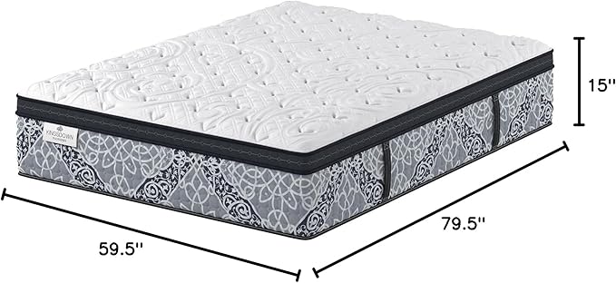 Kingsdown Firm Euro Pillow Top Hybrid Queen Mattress Cooling Gel Memory Foam Layer Multi-Layered Motion Isolation Cool Sleep Quilted Top Luxury Mattresses, 15-inch, Passions Engleson