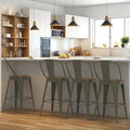 30” Swivel Bar Stools Set of 4, Counter Height Bar Stools Wooden Seat, Metal Industrial Bar Chairs with High Back for Kitchen Island (Rusty)