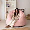 N&V Large Shell Bean Bag Chair, Adult Size Bean Bag Sack, Foam Filling, Includes Removable and Machine Washable Cover, 40in, Soft Faux Fur, Pink