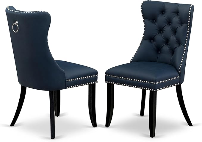 East West Furniture LGDA5-BLK-29 5 Piece Dining Set Includes a Rectangle Wooden Table with Butterfly Leaf and 4 Polyester Fabric Upholstered Chairs, 42x84 Inch, Black
