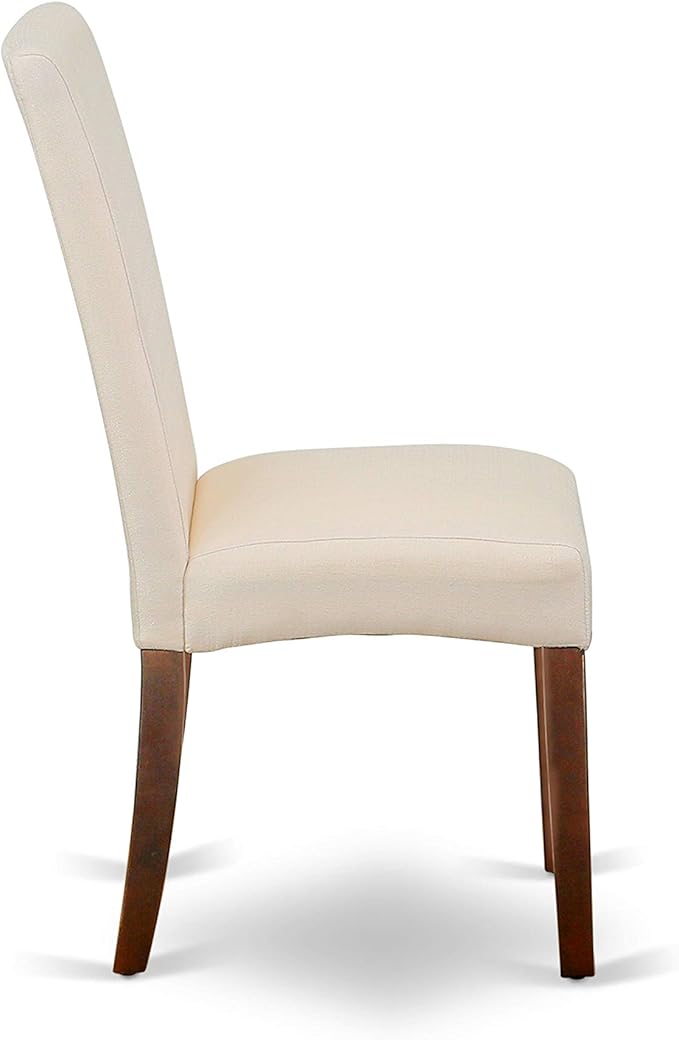 East West Furniture ANDR5-MAH-01 5 Piece Kitchen Table & Chairs Set Includes a Round Dining Room Table with Pedestal and 4 Cream Linen Fabric Parson Dining Chairs, 36x36 Inch, Mahogany