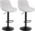 Bar Stools, Swivel Counter Height Barstools with Back, Adjustable Modern Bar Chairs, Tall Armless PU Leather Kitchen Island Stool (White, Set of 2)