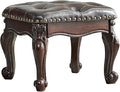 Foot Stool Ottoman with Microfiber Leather Cushion Footrest Sofa Stool for Hallway, Foyer, Living Room, Bedroom, Simple Assembly (Dark Brown)