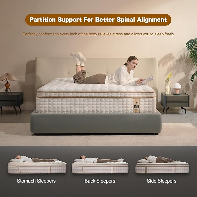 Queen Mattress,14 Inch Queen Size Mattresses in a Box,Medium Firm Queen Hybrid Mattress,with Memory Foam and Individual Pocket Spring for Motion Isolation & Silent Sleep&& Pressure Relief，80" x 60"