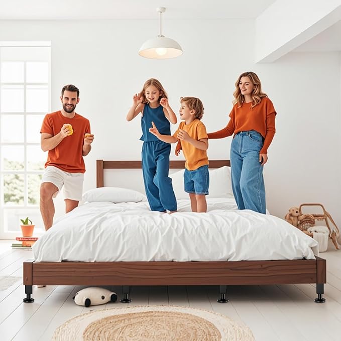 4PCS Adjustable Height Bed Support Legs, 7.3-12 In, Metal Heavy Furniture Legs with Rubber Non-Slip Base for Sofa/Cabinet/Couch/Dresser/Table, Furniture Feet Replacement for King Queen Bed Frame Slat