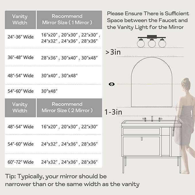 30" x 48" Gold Arched Mirror, Arch Wall Mirror, Metal Frame Black Bathroom Mirror, Arched Top Bathroom Vanity Mirror for Living Room, Bedroom, Entryway, Tempered Glass, Shatter Proof