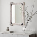 MeMoreCool Rustic Wood Framed Bathroom Mirror, Decorative Farmhouse Vanity Mirror, Wall Mounted Rectangular Mirror for Bedroom, Living Room, or Bathroom, Small 20x30 Inch, White